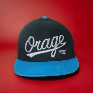 Orage Baseball Hat Cap Black Blue Snapback Flat Brim EST 89 Outdoor Casual